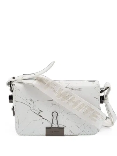 Pre-owned Off-white Binder Clip Marble-print Crossbody Bag In White