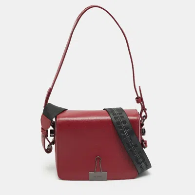 Pre-owned Off-white Binder Clip Mini Red Leather Shoulder Bag