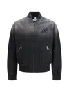 Off-white Washed Logo Denim Bomber Jacket In Black