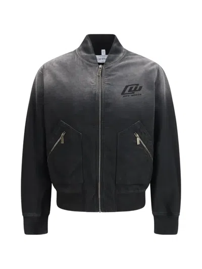 OFF-WHITE LOGO-PRINT BOMBER JACKET