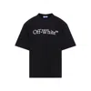 Off-white Black Oversized T-shirt With Contrasting Logo Lettering Print In Cotton Man In Black