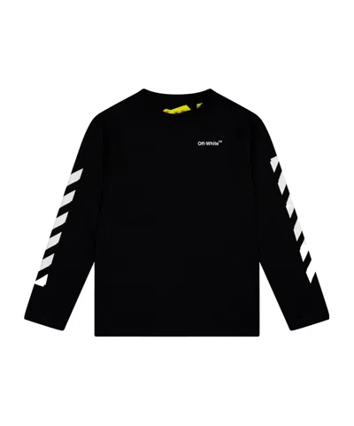 Off-white Kids' Black And White Crew Neck Long Sleeves