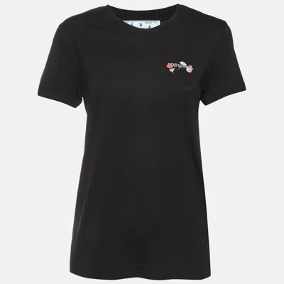 Pre-owned Off-white Black Arrow Floral Embroidered Jersey T-shirt S