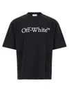Off-white Black Oversized T-shirt With Contrasting Logo Lettering Print In Cotton Man In Black
