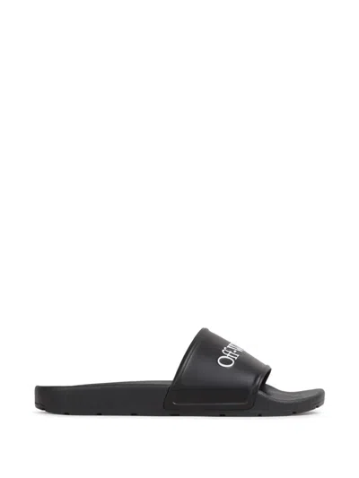 OFF-WHITE OFF-WHITE BLACK BOOKISH SLIDERS WITH LOGO