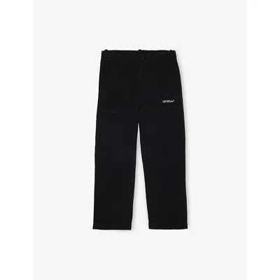 Off-white Kids' Black Bookish Straight-leg Cotton Trousers 4-12