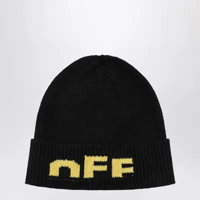 Off-white Black Cap With Yellow Off Logo In Orange