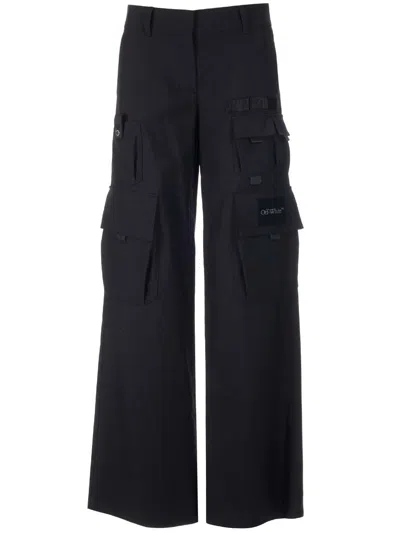 Off-white Black Cargo Pants Trousers Black In Blue
