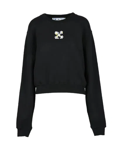 Off-white Black Cotton Crewneck Regular Fit Sweatshirt