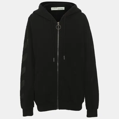 Pre-owned Off-white Black Cotton Diag Oversized Zipped Hoodie L