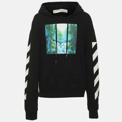 Pre-owned Off-white Black Cotton Diag Waterfall Hoodie Xl