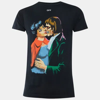 Pre-owned Off-white Black Cotton Kiss Printed Crewneck T-shirt S