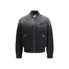 Off-white Washed Logo Denim Bomber Jacket In Black