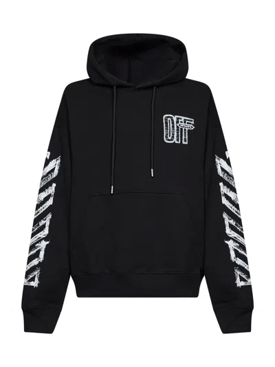 Off-white Black Cotton Motion Arrow Skate Zip-up Hoodie