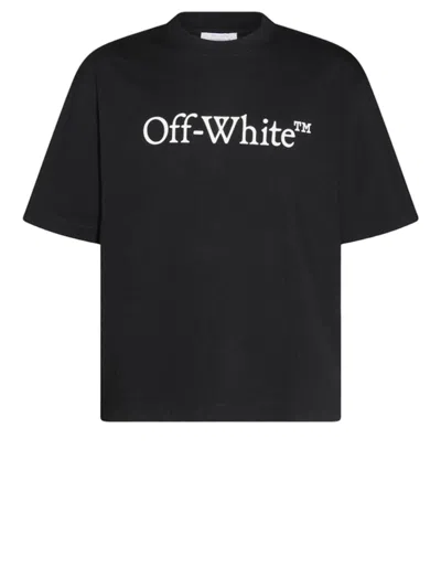 OFF-WHITE BLACK COTTON T-SHIRT WITH BOLD LOGO PRINT