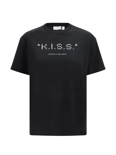 Off-white Black Cotton T-shirts In Blue