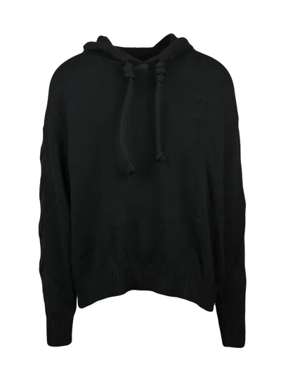 Off-white Off Stamp Cotton Hoodie In Black