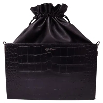 Pre-owned Off-white Black Croc-embossed Leather Pouch Shoulder Bag