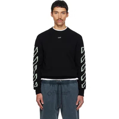 Off-white Black Diagonal Outline Knit Crewneck Sweater