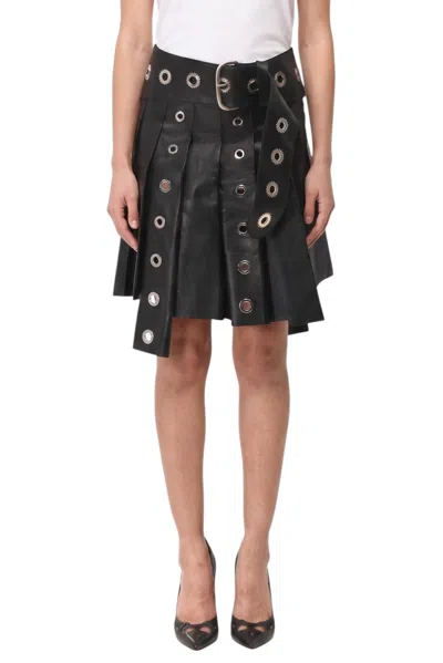 Off-white Black Embellished Above Knee Skirt