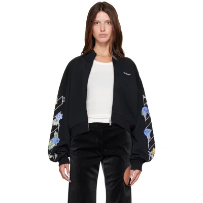 Off-white Black Embroidered Arrow Out Flower Zipup Sweatshirt
