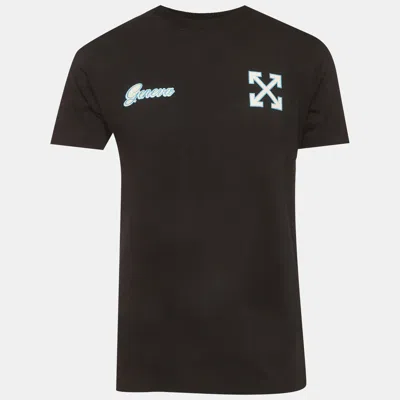Pre-owned Off-white Black Geneva Logo Graphic Jersey T-shirt S