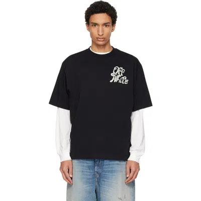 Off-white Black Grass Ink Logo Skate T-shirt In Animal Print