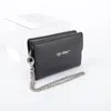 Off-white Black Leather Logo Chain Strap Wallet In Black