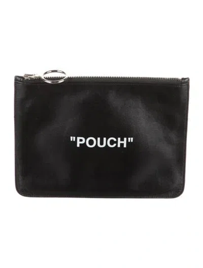 Pre-owned Off-white Black Leather "pouch" Cosmetic Bag