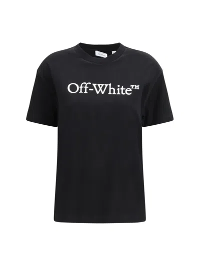 Off-white Black Logo Crew Neck T-shirt In Blue