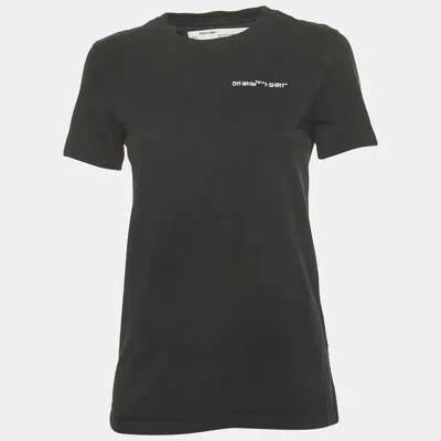 Off-white Black Logo Embroidered Jersey Crew Neck T-shirt