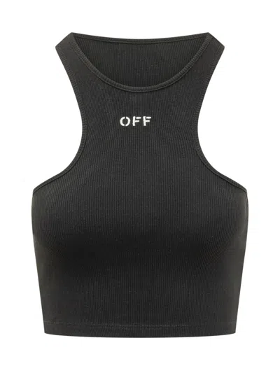 Off-white Black Logo Round Neck Top