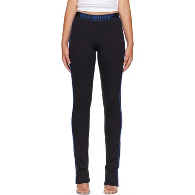 Off-white Black Logo Sport Leggings In Black-electric Blue