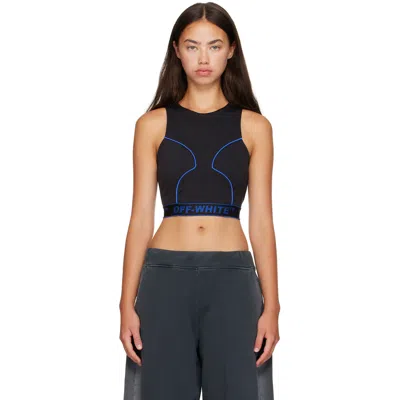 Off-white Black Logoband Lycra Tank Top In Black-electric Blue