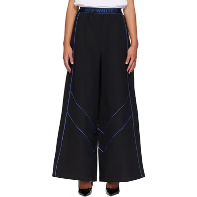 Off-white Black Logoband Track Pants In Black-electric Blue