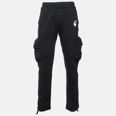 Pre-owned Off-white Black Marker Print Cotton Knit Cargo Sweatpants M
