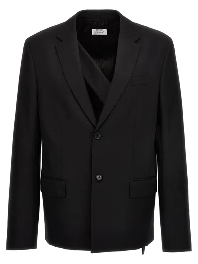 Off-white Black Notched Lapel Blazer