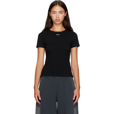 Off-white Black 'off' Stamp Rib Fitted T-shirt In Black-white