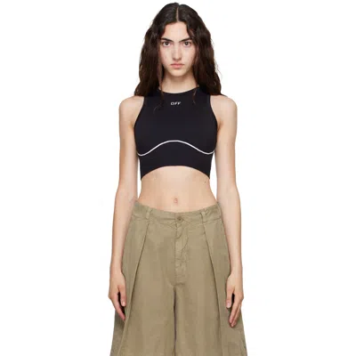 Off-white Black 'off' Stamp Seamless Crop Top In Black-white