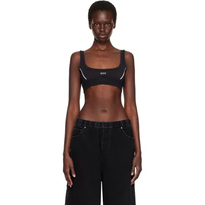 Off-white Black 'off' Stamp Seamless Sport Bra In Black White