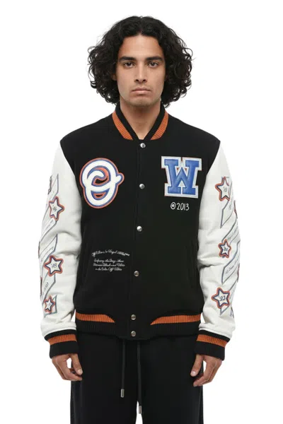 OFF-WHITE BLACK OVERSIZED BOMBER JACKET