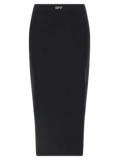 OFF-WHITE OFF-WHITE BLACK POLYAMIDE MIDI WOMEN'S SKIRT