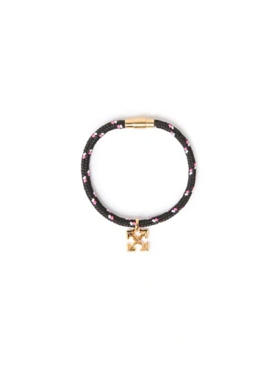 Off-white Black Rope Bracelet With Arrow Magnetic Clasp In Multi