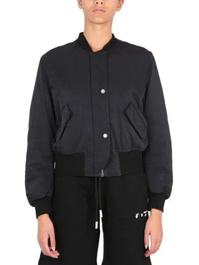 Off-white Black Solid Crew Neck Jacket