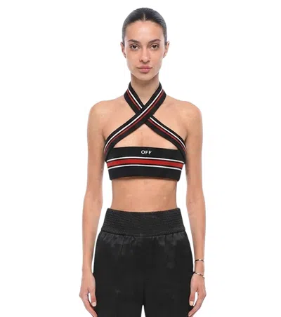 Off-white Black Stripes Halter Neck Top