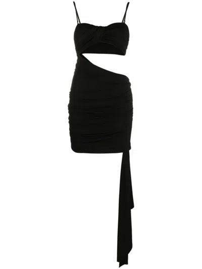 Off-white Black Sweet Heart Neck Mini Dress