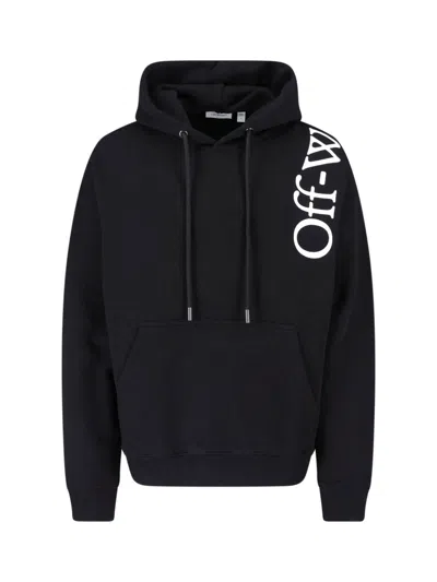 Off-white Black Vertical Bookish Cotton Hoodie