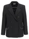 Off-white Virgin Wool Double-breasted Blazer In Black