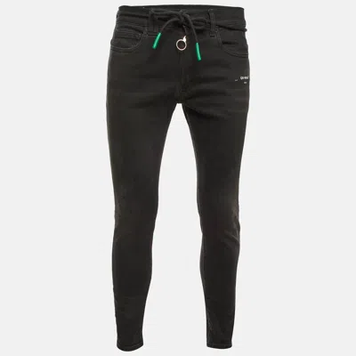 Pre-owned Off-white Black Washed Denim Slim Fit Jeans M/waist 32"