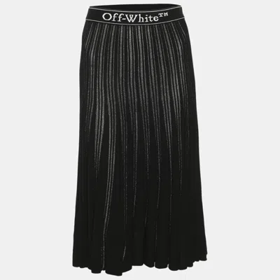 Pre-owned Off-white Black/silver Stretch Knit Midi Skirt S
